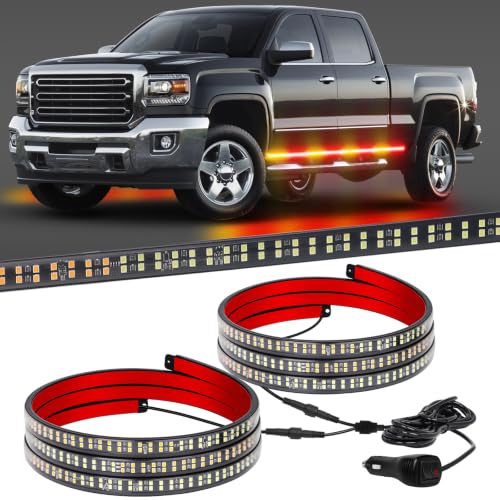 XRIDONSEN 70 inch Running Board Strobe Lights Amber Red Emergency Lights - color: Amber/Red