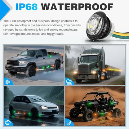 Nilight 3/4 Inch Dual Color Marker Light Amber Turn Green Clearance Lights - color: Amber Green 10Pcs