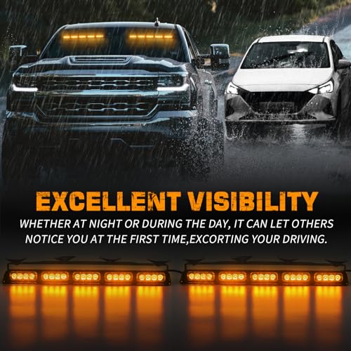 XRIDONSEN Amber Strobe Lights for Trucks, 40 LED Emergency Dash Lights - color: Amber