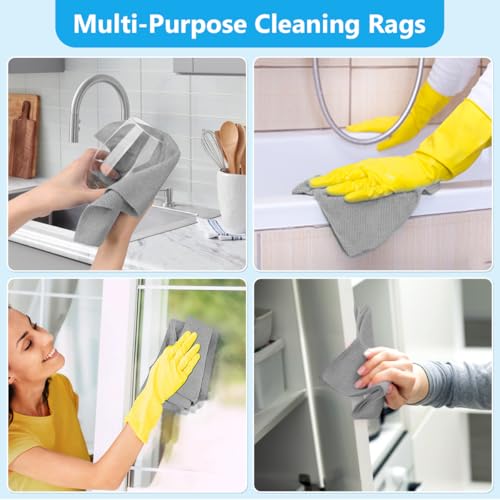 GLIMGLINT Microfiber Cleaning Cloth 100 Pack, Reusable Paper Towels 11 x 9 - color: Grey