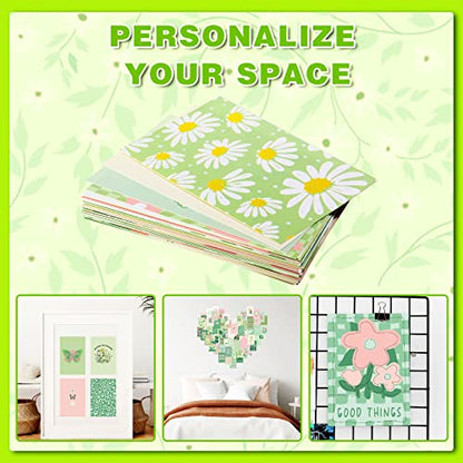 Teling 60 Pcs Wall Collage Kit, Danish Pastel Poster Wall Decor, Green - color: Green