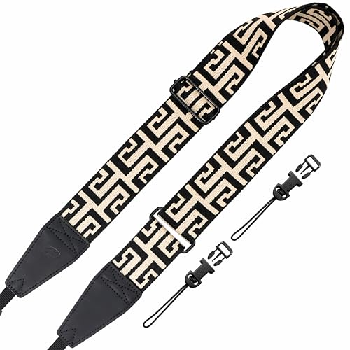Padwa Lifestyle Extra Long Adjustable Camera Strap for Photographers - 2" Wide Full Grain Cowhide Leather Ends Camera Straps with Quick Release for All Cameras,Binoculars(White Arches) - color: Z# - White Arches, size: Adjustable 38~66 inch / 2 inch Wide