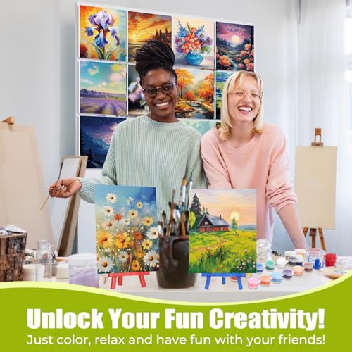 Blosssound 24 Pack Flower Scenery Pre Drawn Canvas to Paint Panels - style: Flower Scenery