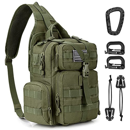 G4Free Large Tactical EDC Sling Bag, Adjustable Holder Backpack for Men - color: New Army Green