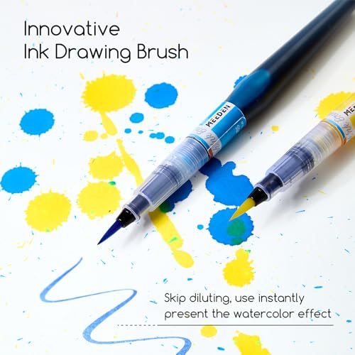MEEDEN Liquid Watercolor Ink Brushes: 24 Basic with 12 Pearlecent Colors - color: 36 Colors Set