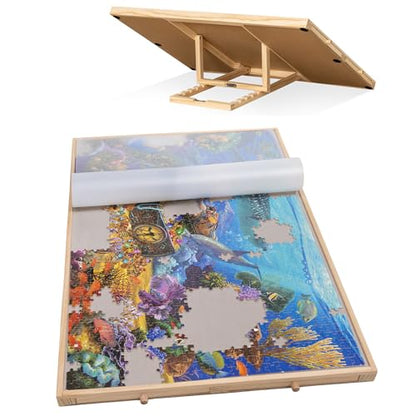 Becko US 1000 Piece Tilting Puzzle Board with 4 Drawers & Protective Cover - size: 1000 pieces