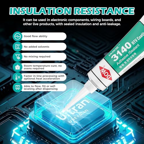 3140 RTV Coating 100ml Adhesive Sealant Translucent Clear Binding Agents Electrical Industry and Electronics,Good Flowability, Good Flame Resistance, Dow Corning 3140