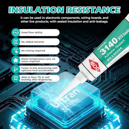 3140 RTV Coating 100ml Adhesive Sealant Translucent Clear Binding Agents Electrical Industry and Electronics,Good Flowability, Good Flame Resistance, Dow Corning 3140