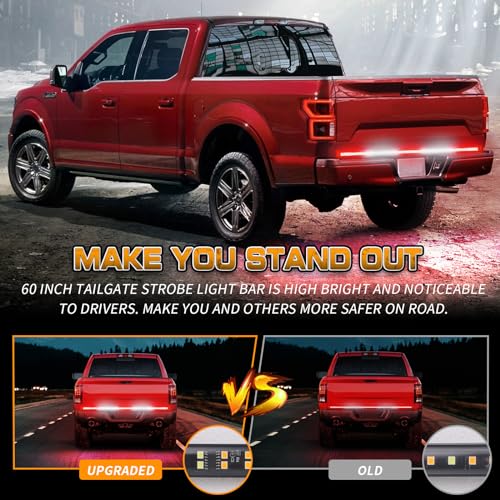 XRIDONSEN 60 inch Tailgate Emergency Lights Red White Strobe Lights - color: Red/White