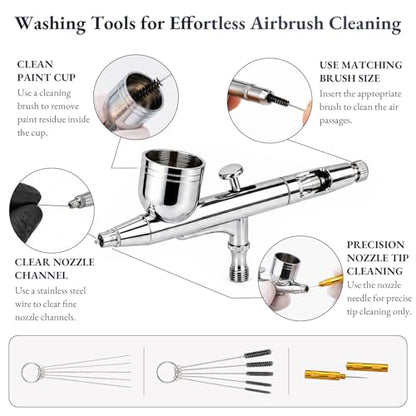 Airbrush Cleaning Kit, 6 Airbrush Cleaners with Glass Cleaning Pot