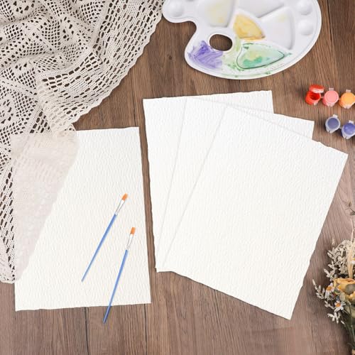 25 Sheets Watercolor Paper 9 x 12 in, 300 GSM, Deckled Edge, Ivory - size: 9 x 12 inch
