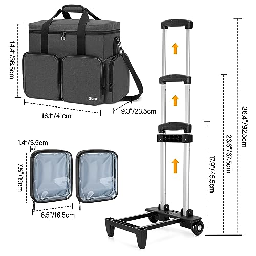 CURMIO Rolling Teacher Tote Bag with 2 Detachable Pouches for Work, Black - color: Black