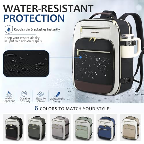 EMPSIGN 40L Travel Backpack for Women & Men - color: Beige/Black/Coffee