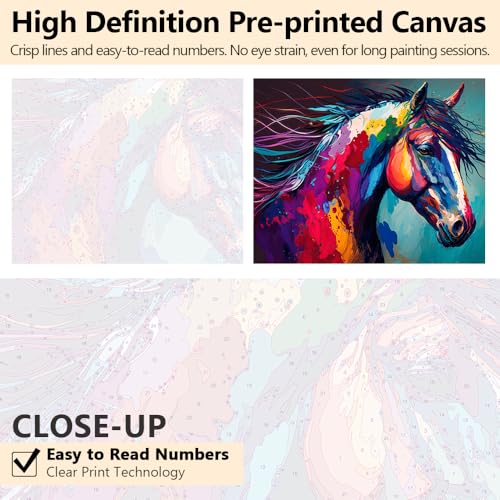 TUMOVO Horse Paint by Numbers Kit for Adults Beginner - color: Horse