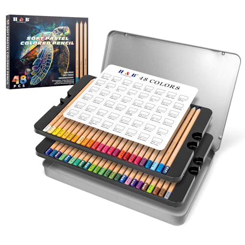 H & B 48 Soft Chalk Pastel Pencils for Artists & Adults - size: 1 Count (Pack of 48)