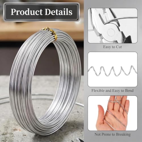 14 Gauge Aluminum Craft Wire 33 Feet Bendable for Jewelry Making - color: silver, size: 14 Gauge
