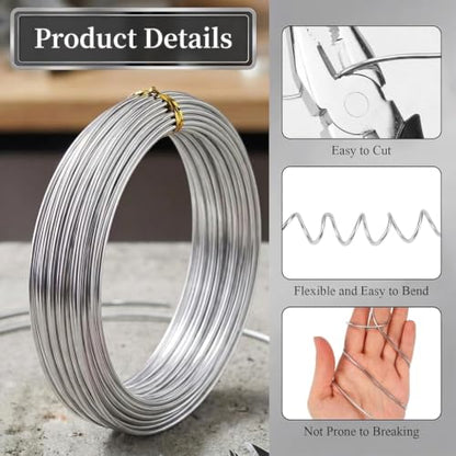 14 Gauge Aluminum Craft Wire 33 Feet Bendable for Jewelry Making - color: silver, size: 14 Gauge