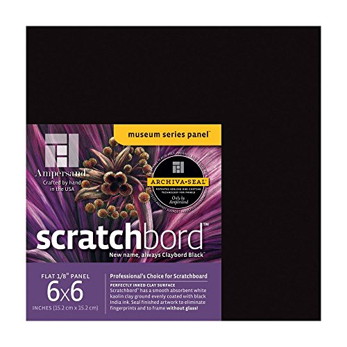 Ampersand Scratchbord |6x6-3pk |1/8" Flat |Professional Scratch Art Panel - size: 6" x 6" - Pack of 3
