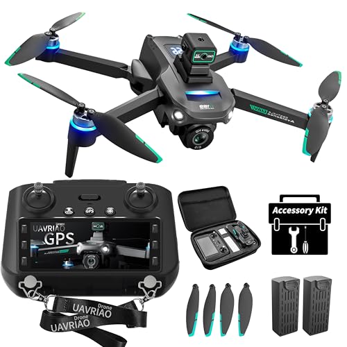 GPS Drone with 5.9" HD Screen Controller, 2K UHD Camera, 360° Laser Obstacle Avoidance, One-Key Takeoff/Return, Stable FPV Transmission, Foldable & Portable Design with 2 Batteries for Extended Flight Time.