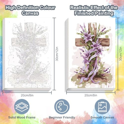 Kalonyth Cross Framed Paint by Numbers Kit for Adults Beginner 8x12 inch - color: Frame-OP-US12