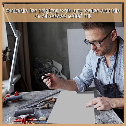 Yeaqee 2 Pcs 8 x 10 Inch Linoleum Blocks for Printmaking, Gray - color: Gray, size: 8 x 10 Inch