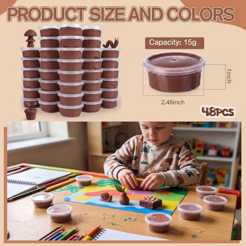 VioraWhite 48 Pcs Air Dry Clay Bulk 1.6lb Modeling Clay Kit,Light Brown - color: Light Brown