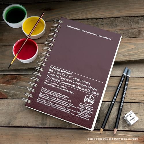 Bee Paper - 9"x 9" Super Deluxe Mixed Media Sketching Pad, 60 Sheets - size: 9-inch x 9-inch, 60 Sheet Wire Bound Pad
