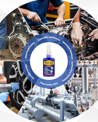 Thread Lock Blue, Threadlocker Medium Strength, Thread Locker for Nuts, Bolts, Fasteners and Metals, Anaerobic Curing Screw Glue to Prevent Loosening (Blue (Removable))