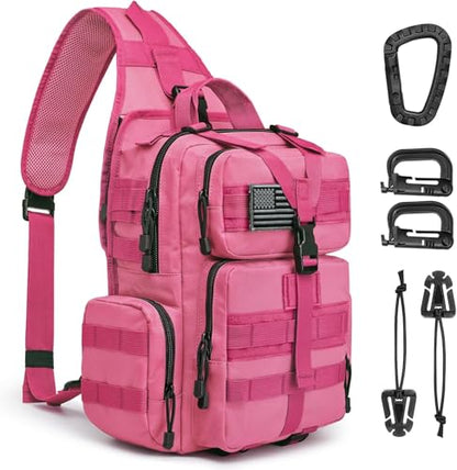 G4Free Large Tactical EDC Sling Bag, Adjustable Holder Backpack for Men - color: Rose Red