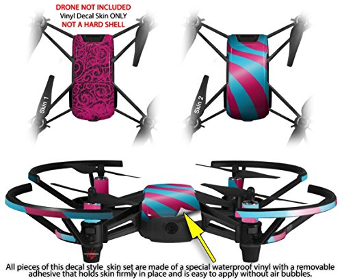 Skin Decal Wrap 2 Pack Compatible with DJI Ryze Tello Folder Doodles Fuchsia Drone NOT Included