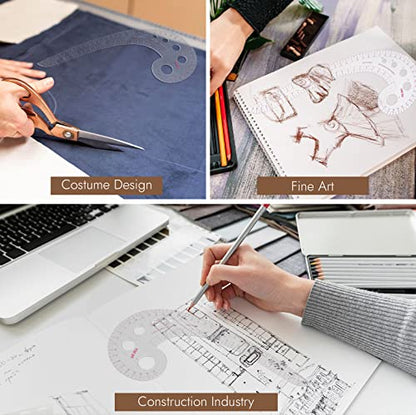 UTENEW French Curve Ruler Sewing, Comma Shaped 42cm Drawing Template Tool, Drafting Clothes Sleeves 2 Pack