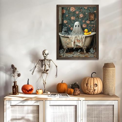 Halloween Diamond Art Kits for Adults,Ghost Bathroom Diamond Painting - color: DP03687
