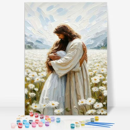 Jesus Paint by Numbers Kit for Adults Framed Canvas 12X16 in, Frameworkless - color: YH02116