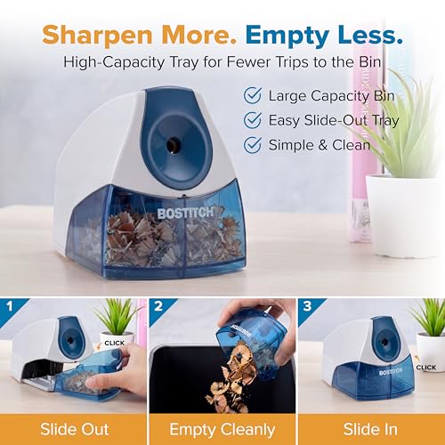 Bostitch Electric Pencil Sharpener for Classroom and Desk, Stall Free, Blue - color: Blue (Pack of 1)