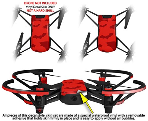 Skin Decal Wrap 2 Pack Compatible with DJI Ryze Tello Deathrock Bats Red Drone NOT Included