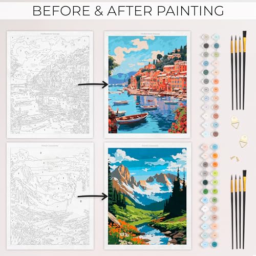 Beautiful Paint By Number Kit for Adults - Painting Set with 2 Canvases
