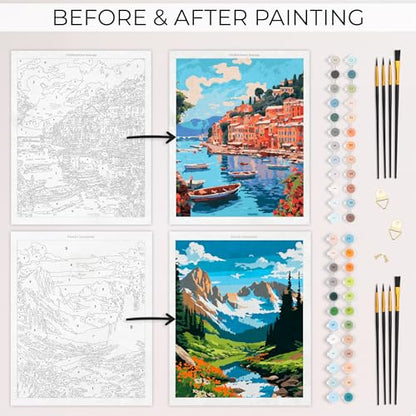 Beautiful Paint By Number Kit for Adults - Painting Set with 2 Canvases