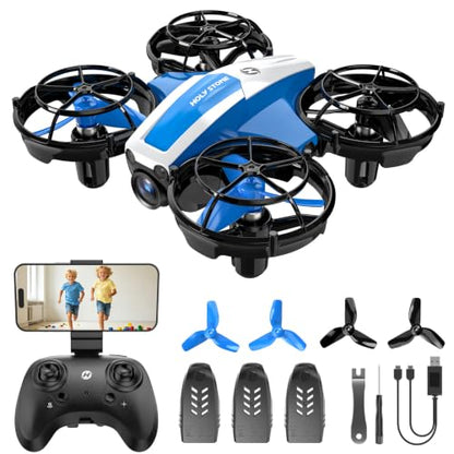 Holy Stone Mini FPV Drone with 1080P HD Camera for Kids & Beginners, RC Nano Quadcopter with Optical Flow Hover, Gesture Control, 3D Flips, 3 Batteries, Great Gift Toy for Boys and Girls, HS210P Blue - color: Blue