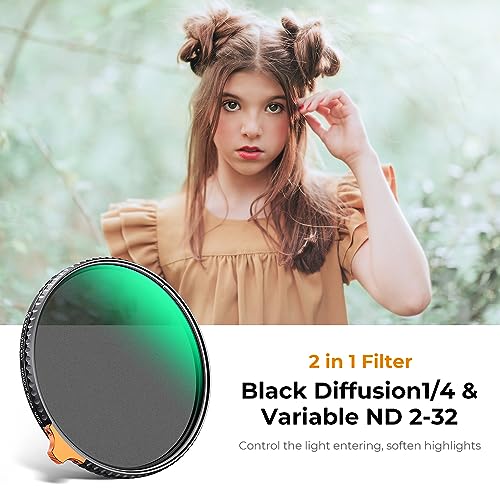 K&F CONCEPT 72mm Black Diffusion 1/4 Effect & Variable ND2-32 Filter in-1 - size: 72mm