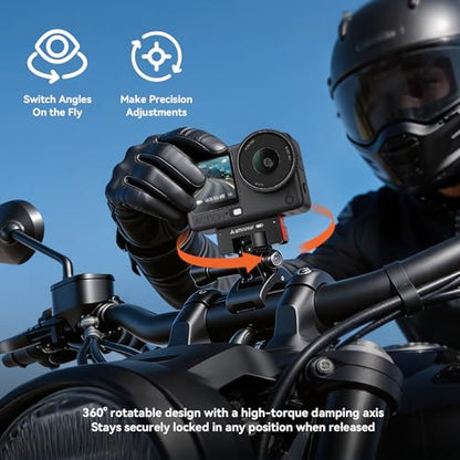 AMAZEAR 360° Rotation Magnetic Quick-Release Mount for DJI OSMO Action 6 / Nano/Xtra Accessories, Aluminum Alloy Metal Action6 Pro Adapter Holder for Sturdy and Durable, Black-Red