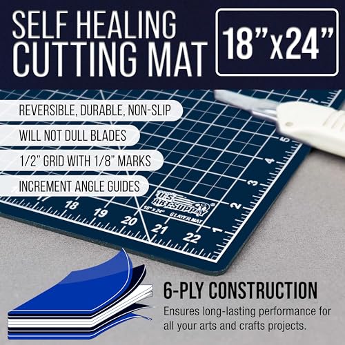 U.S. Art Supply 18"x24" Self-Healing Cutting Mat 6-Ply Pink/Blue - color: White/Blue
