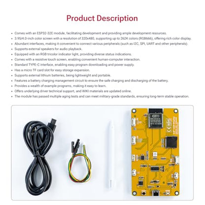 Hosyond 4.0'' 320x480 Touch Screen with ESP32-32E ESP32 Display with WiFi+BT, ST7796S Driver LCD TFT Screen Module for Arduino IoT - size: 4.0"