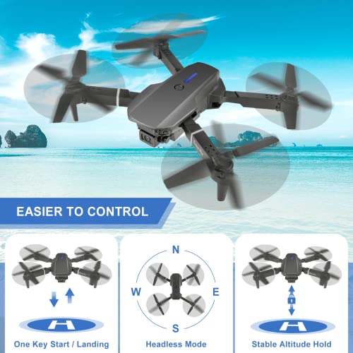 Mini Drone for Kids with 4K Dual Cameras Remote Control Toys Gifts for Boys Girls with Altitude Hold, Headless Mode, One key Return/Emergency Stop, 3D Flips 2 Batteries, Foldable RC Quadcopter