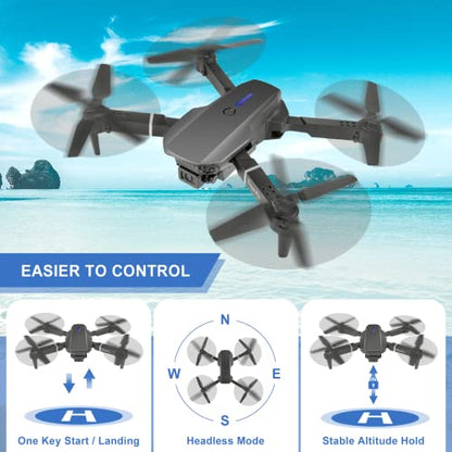 Mini Drone for Kids with 4K Dual Cameras Remote Control Toys Gifts for Boys Girls with Altitude Hold, Headless Mode, One key Return/Emergency Stop, 3D Flips 2 Batteries, Foldable RC Quadcopter