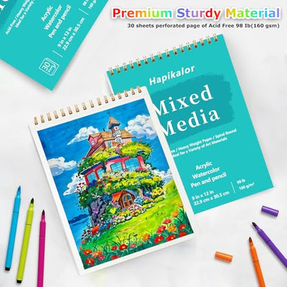 Mixed Media Sketchbook 9"x12" Multimedia Sketchbook, 2-Pack 30 Sheets - size: 9" x 12"(Pack of 2)