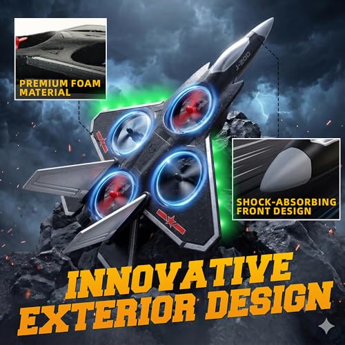 BEZGAR RC Fighter Jet Toy, RC Plane with LED Lights & 360° Flip, Sliver - color: Silver