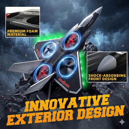 BEZGAR RC Fighter Jet Toy, RC Plane with LED Lights & 360° Flip, Sliver - color: Silver