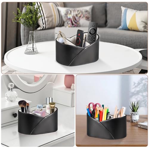 PU Leather TV Remote Control Holder,Pen Caddy/Cup,Art Supplies Organizer - color: Black
