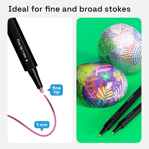 ARTISTRO 12 Metallic Paint Pens for Glass Marking - Extra-Fine Tip - color: Metallic