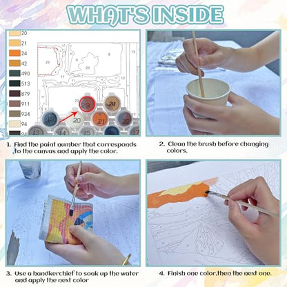 Gaming Cat Paint by Numbers Kit for Adults, Music & Coffee Art, 16x20 Inch - color: SZH2507
